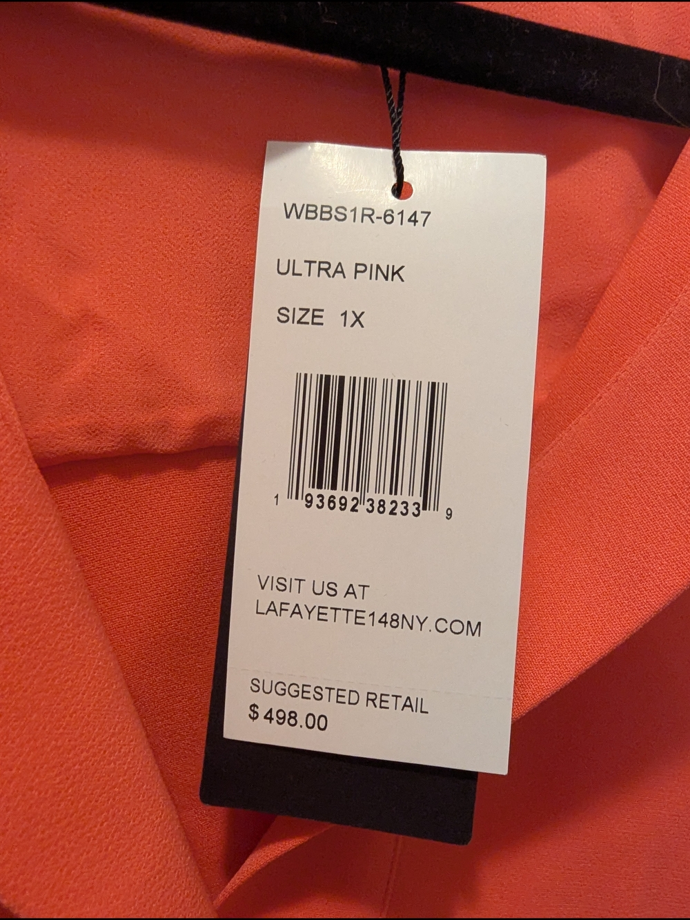NWT Lafayette 148 New York Coral-Orange Split V-Neck Button-Down Shirt Size 1X - Picture 5 of 5